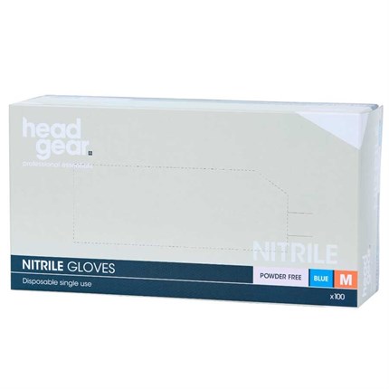 Head-Gear Blue Nitrile Disposable Powder Free Gloves Box 100 - Medium