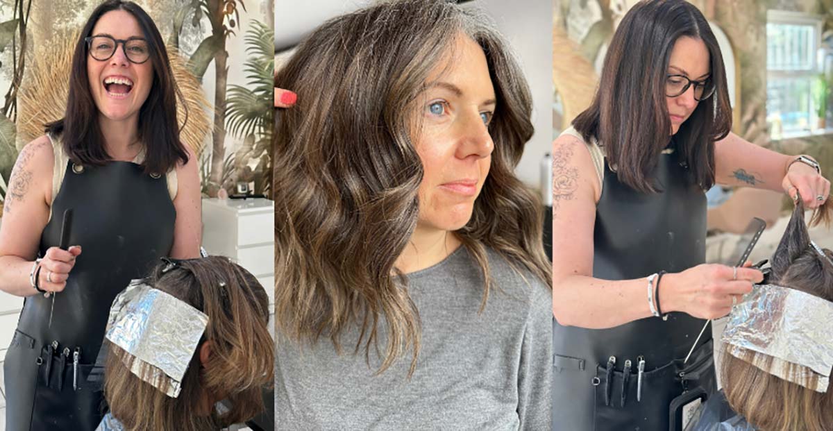 showcasing grey hair