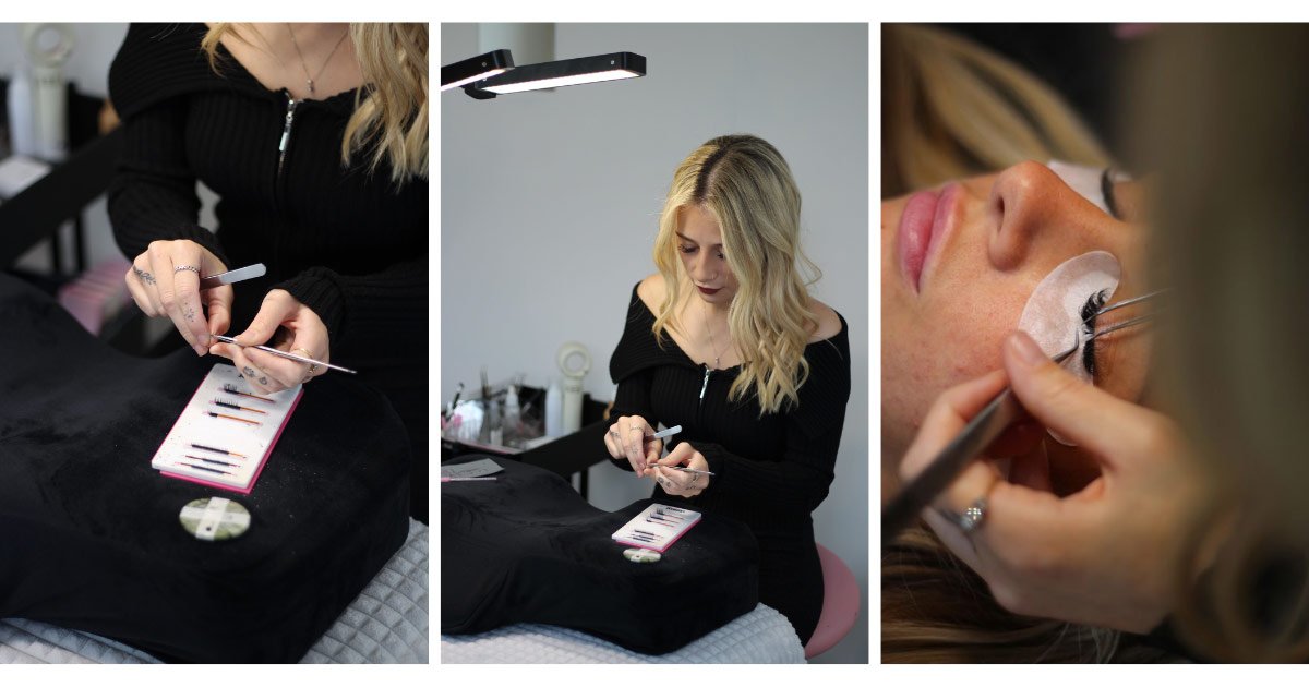 Danielle prepping lashes