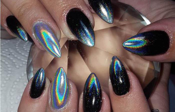 festive holographic nails