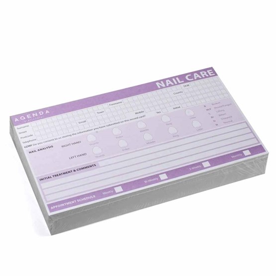 Agenda Nail Record Cards Pk100