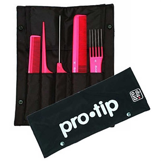 Pro-Tip 5 Red Comb Set in Meche Wallet