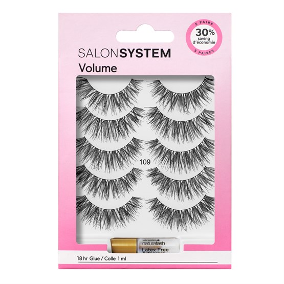 Salon System Naturalash Strip Lashes - 109 Black (Texture) Multipack