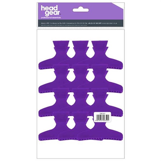 Head-Gear Butterfly Clamps Large Pk12 - Purple