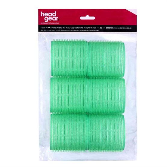 Head-Gear Velcro Rollers - Green Pk6 (61mm)