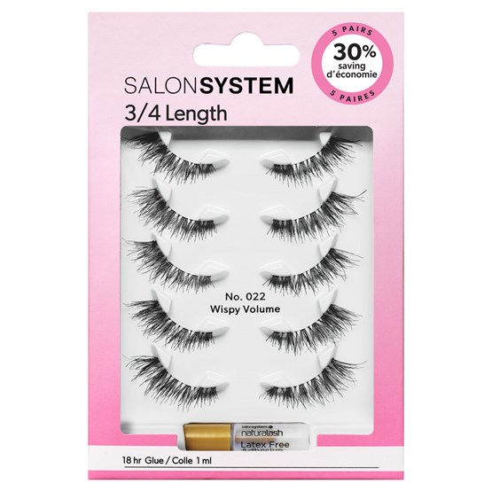 Salon System Strip Lash 3/4 Length - 022 Wispy Volume 5pk