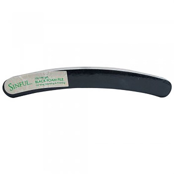 Sinful Black 100/180 Foam Curved Grit File - Single