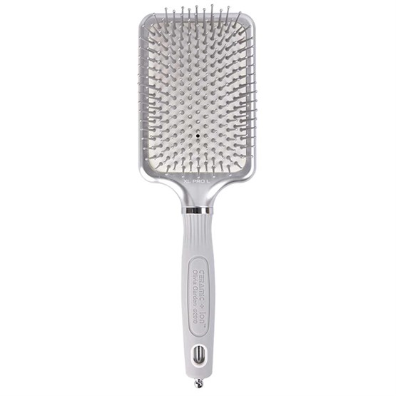 Olivia Garden Expert Care Rectangular Nylon Bristles Silver Large
