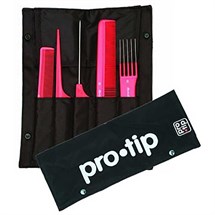 Pro-Tip 5 Red Comb Set in Meche Wallet
