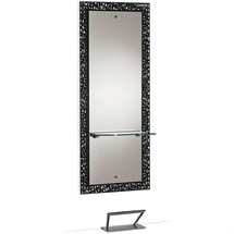 Salon Ambience Fiji Black Mirror - Black Glass Shelf with Footrest