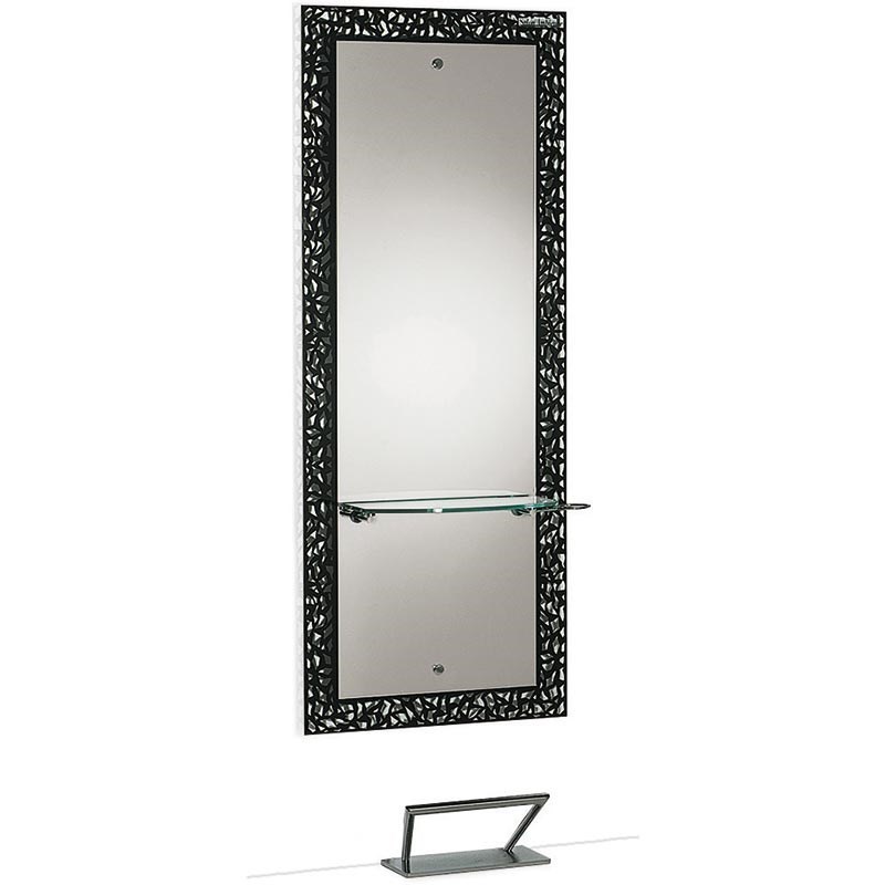 Salon Ambience Fiji Black Mirror Glass Shelf With Footrest