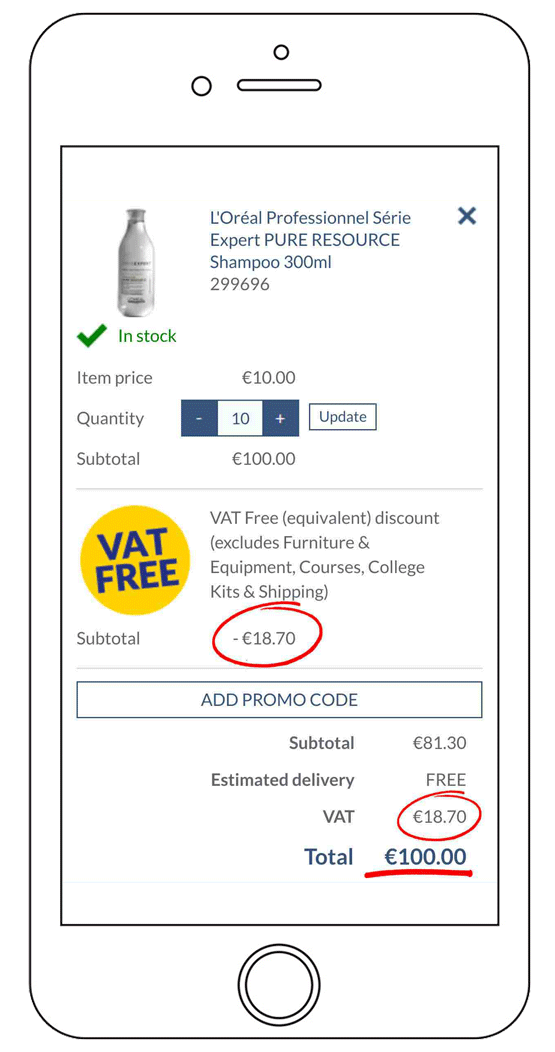 VAT Free Basket (IE) - After Discount